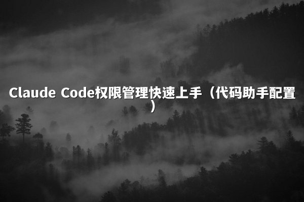 Claude Code权限管理快速上手（代码助手配置）