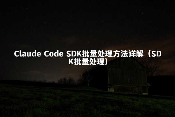 Claude Code SDK批量处理方法详解（SDK批量处理）