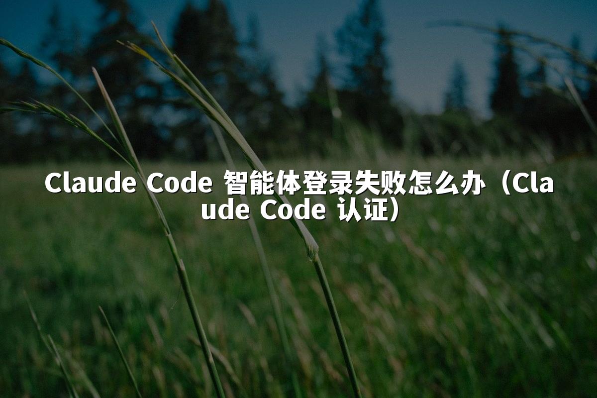Claude Code 智能体登录失败怎么办（Claude Code 认证）