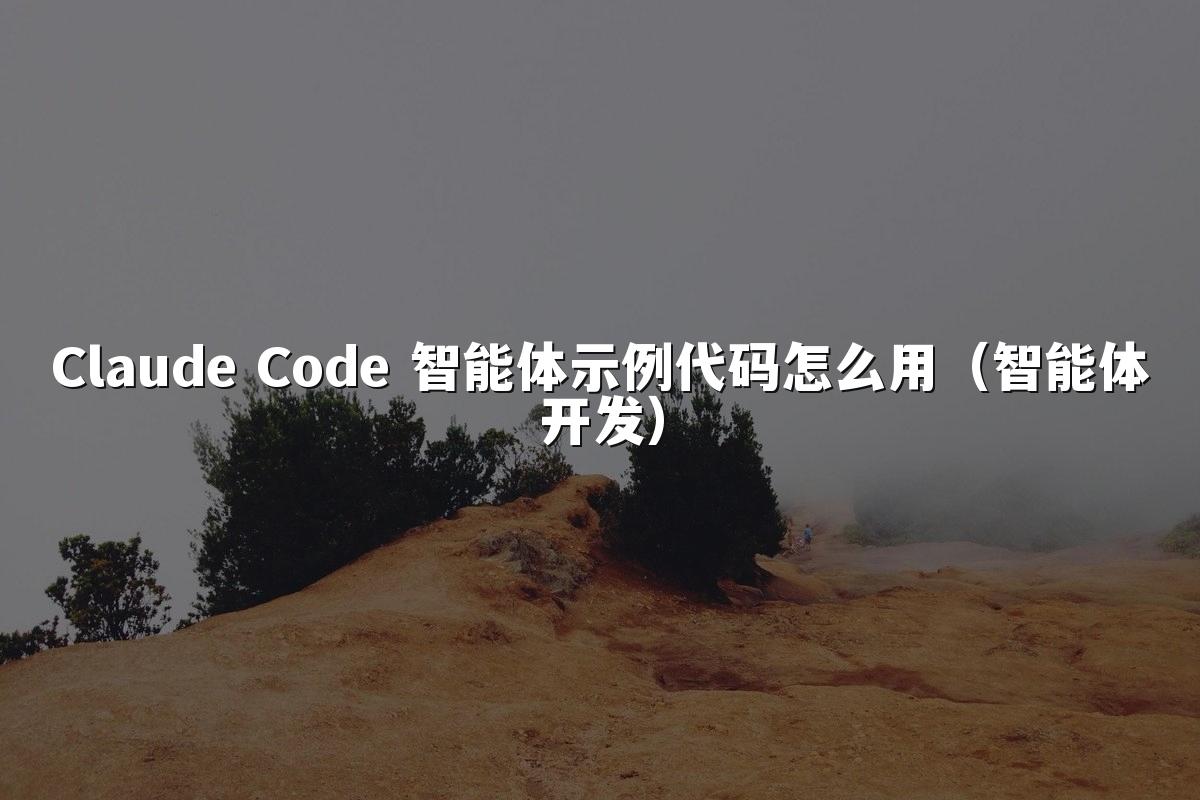 Claude Code 智能体示例代码怎么用（智能体开发）