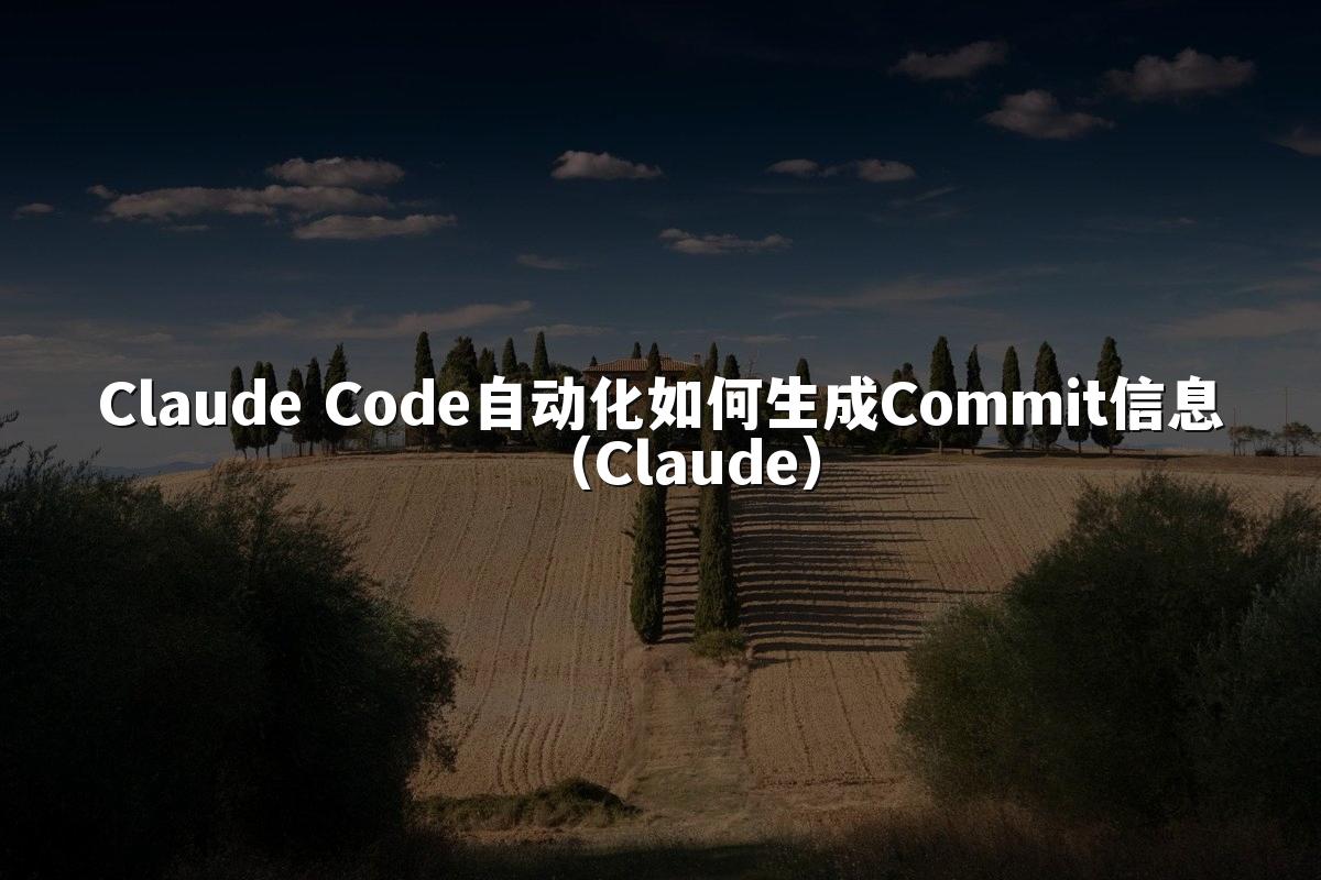 Claude Code自动化如何生成Commit信息（Claude）