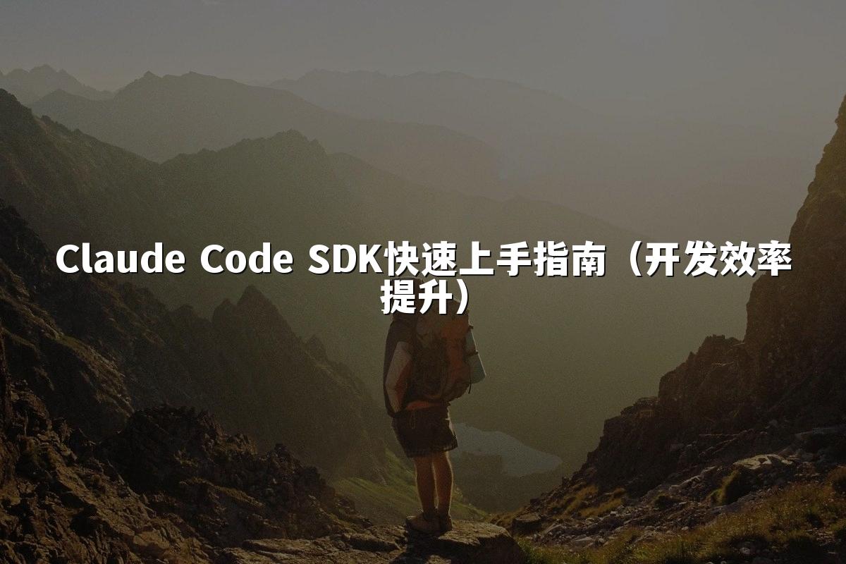 Claude Code SDK快速上手指南（开发效率提升）