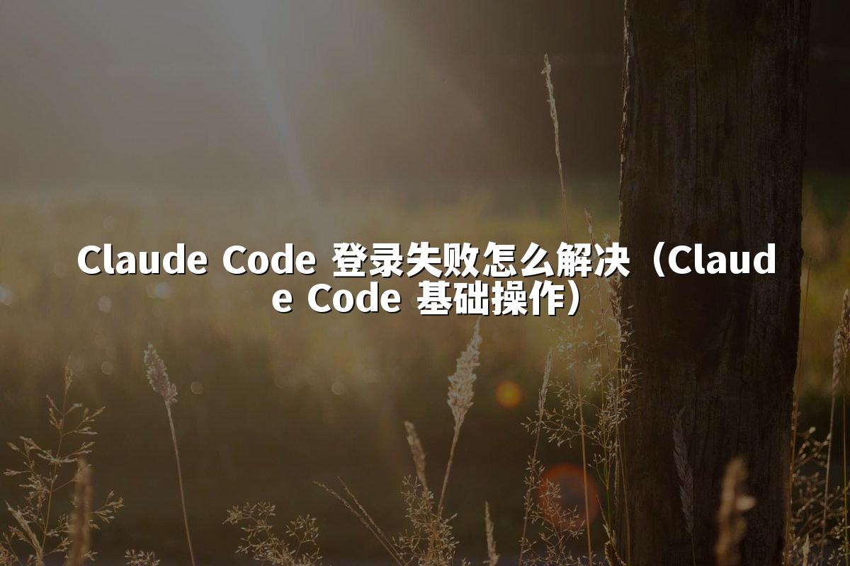 Claude Code 登录失败怎么解决（Claude Code 基础操作）
