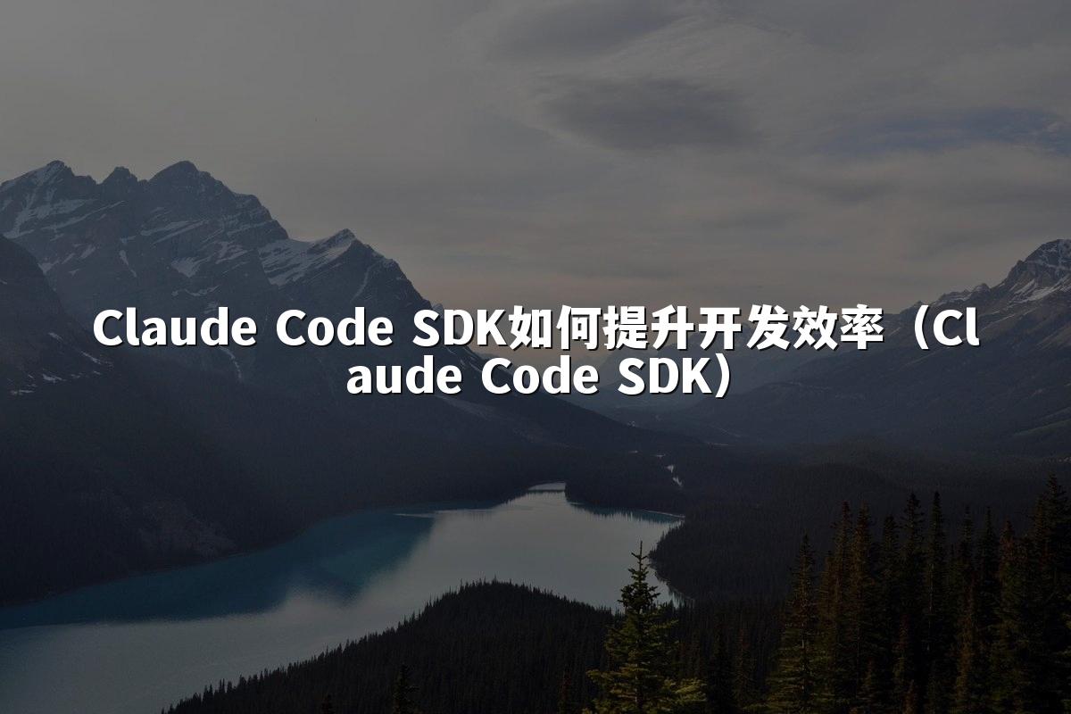 Claude Code SDK如何提升开发效率（Claude Code SDK）