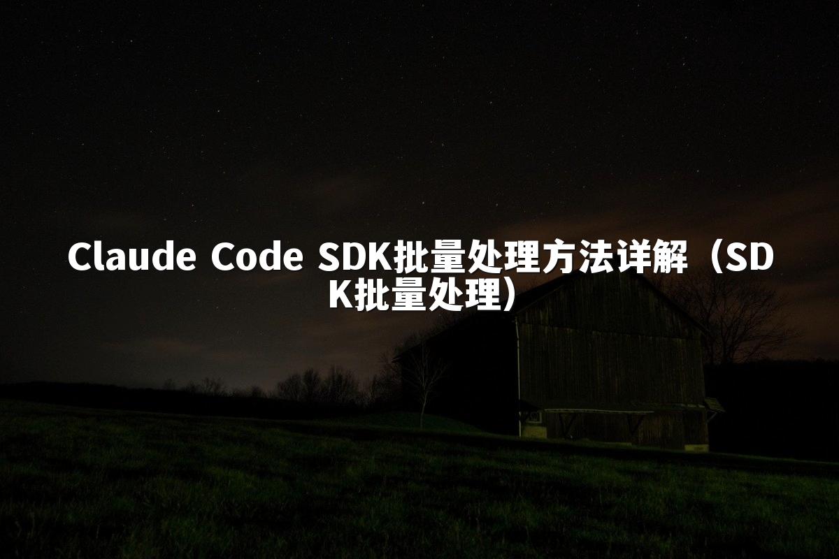 Claude Code SDK批量处理方法详解（SDK批量处理）
