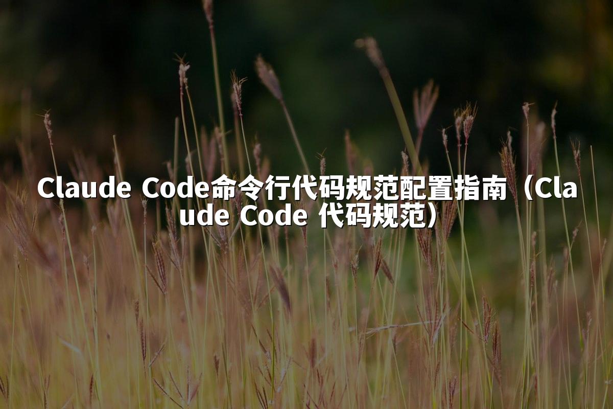 Claude Code命令行代码规范配置指南（Claude Code 代码规范）