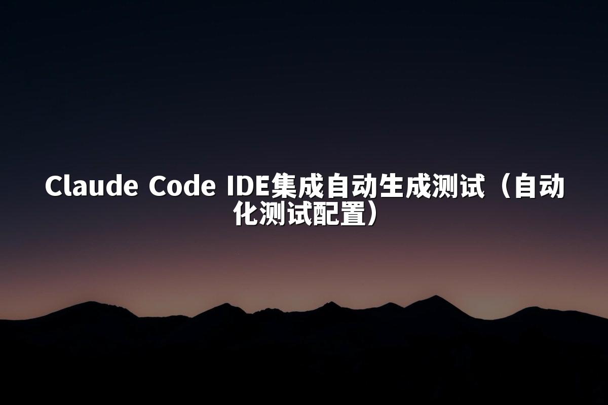 Claude Code IDE集成自动生成测试（自动化测试配置）
