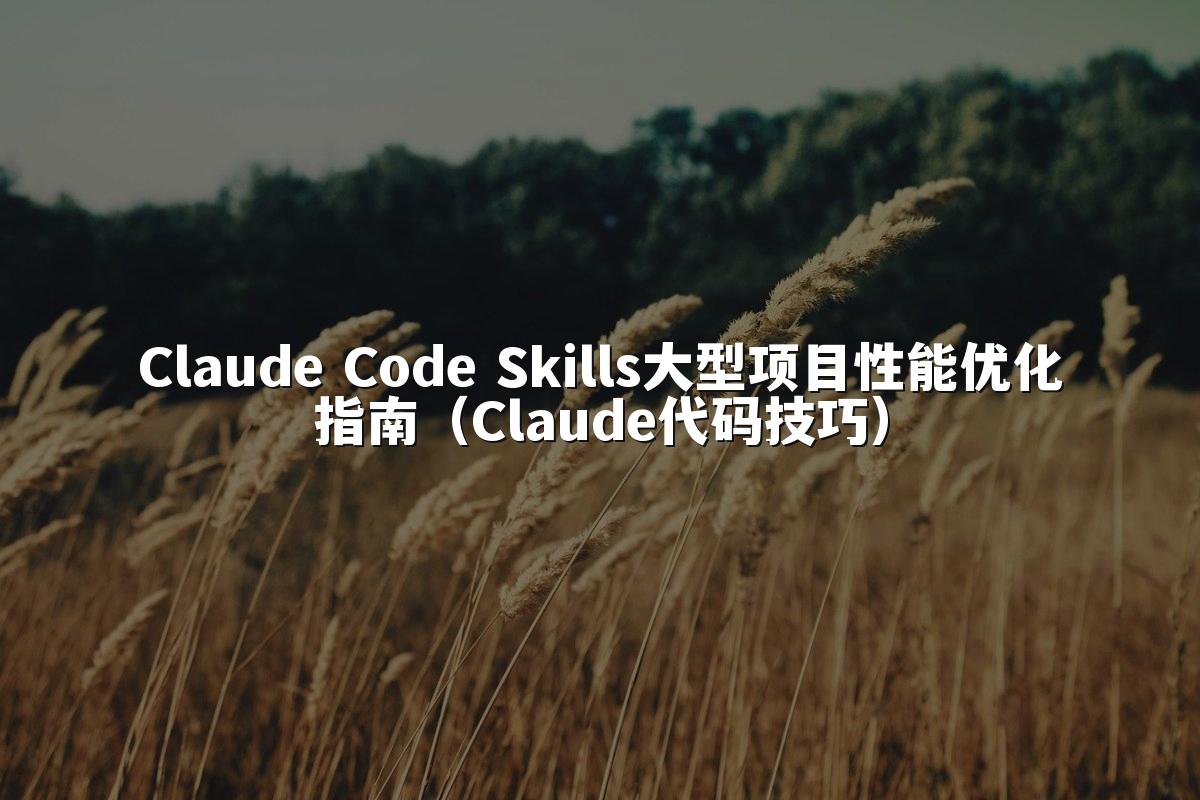 Claude Code Skills大型项目性能优化指南(Claude代码技巧)