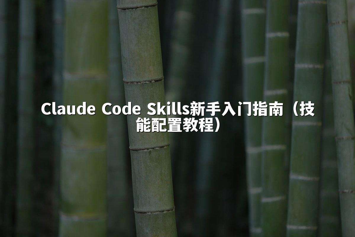 Claude Code Skills新手入门指南（技能配置教程）