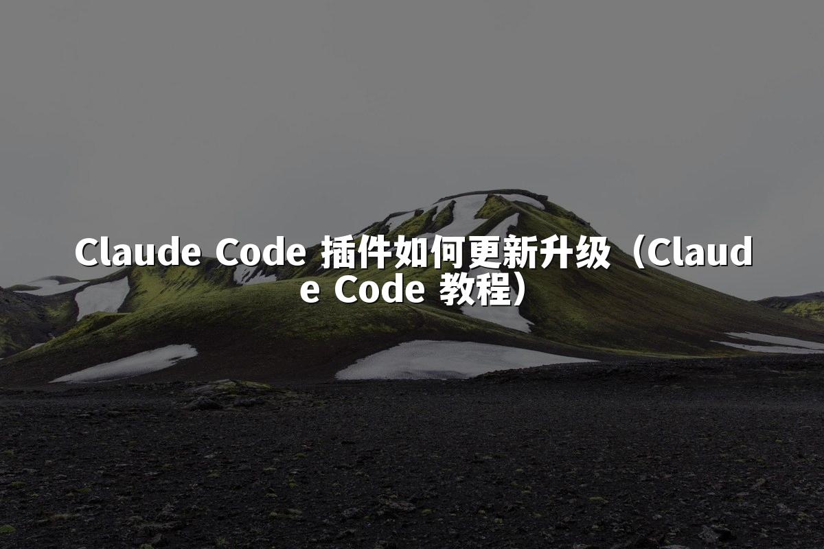 Claude Code 插件如何更新升级(Claude Code 教程)