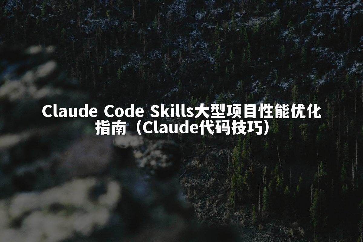 Claude Code Skills大型项目性能优化指南(Claude代码技巧)