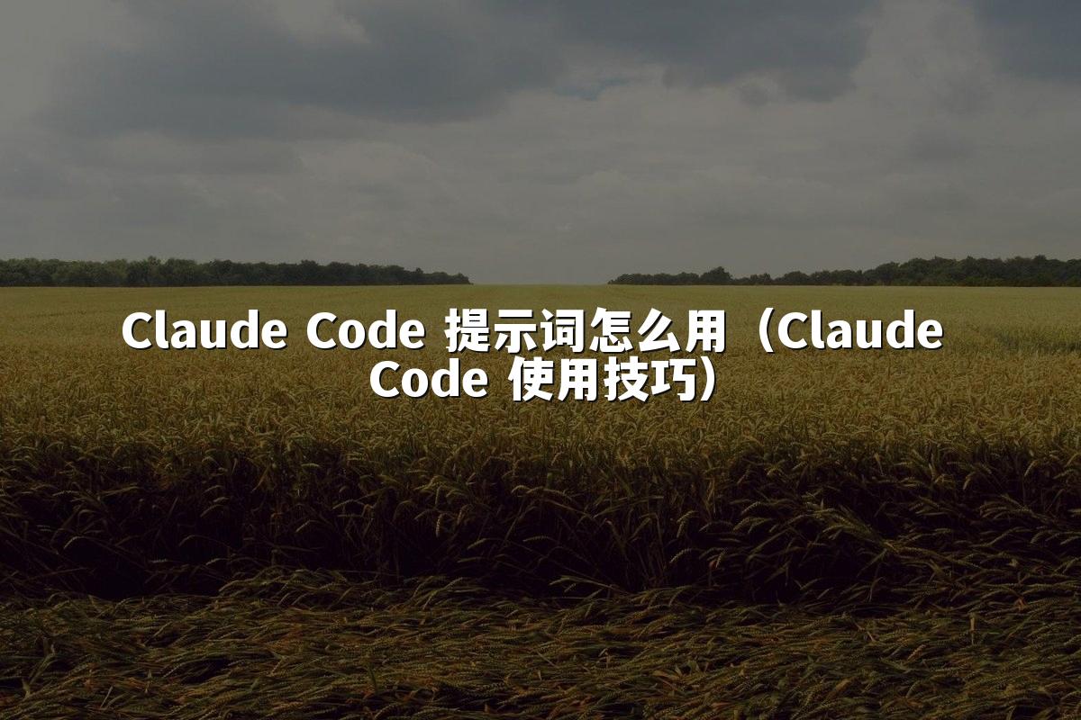 Claude Code 提示词怎么用（Claude Code 使用技巧）
