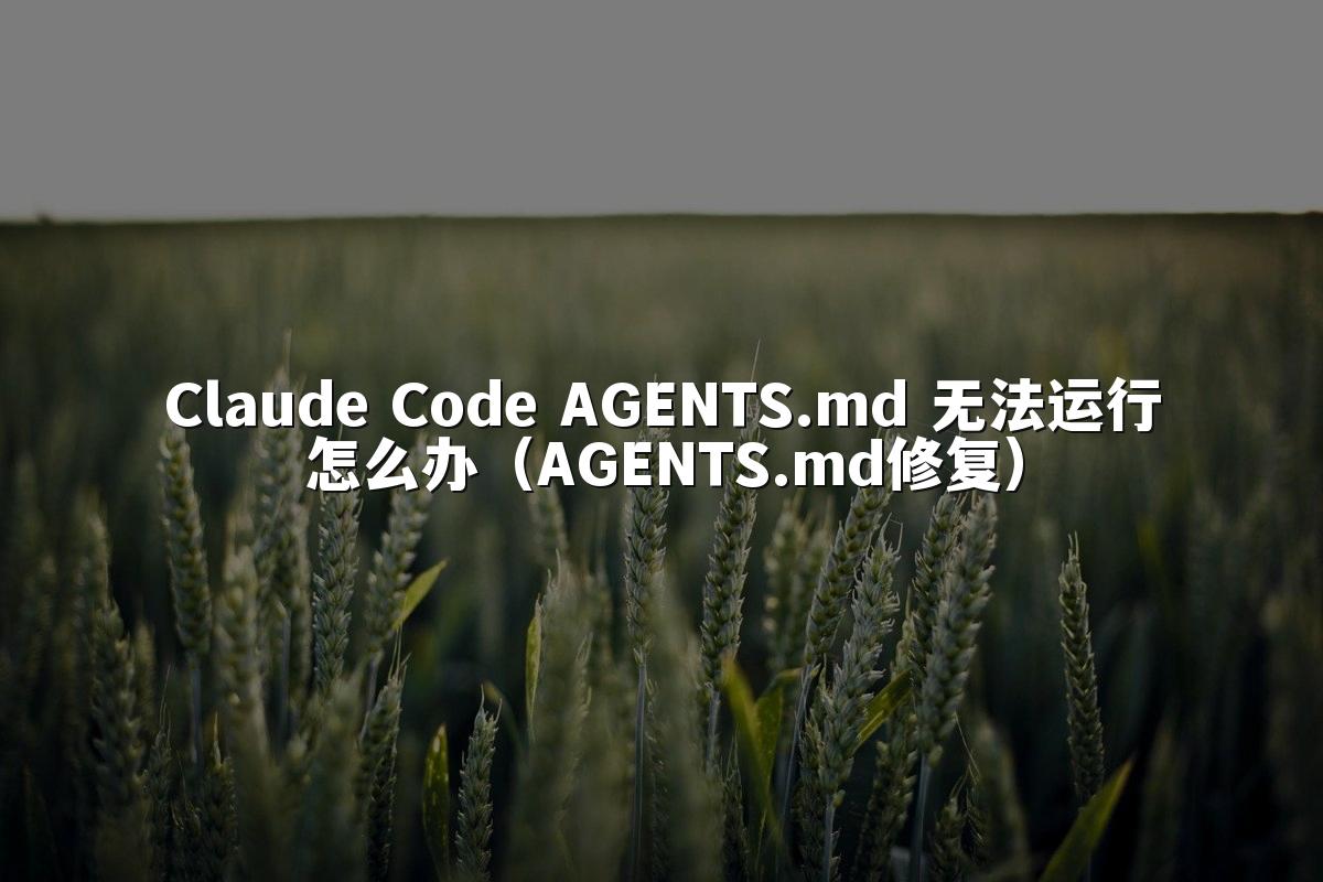 Claude Code AGENTS.md 无法运行怎么办(AGENTS.md修复)